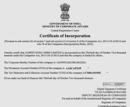 Registration Certificate